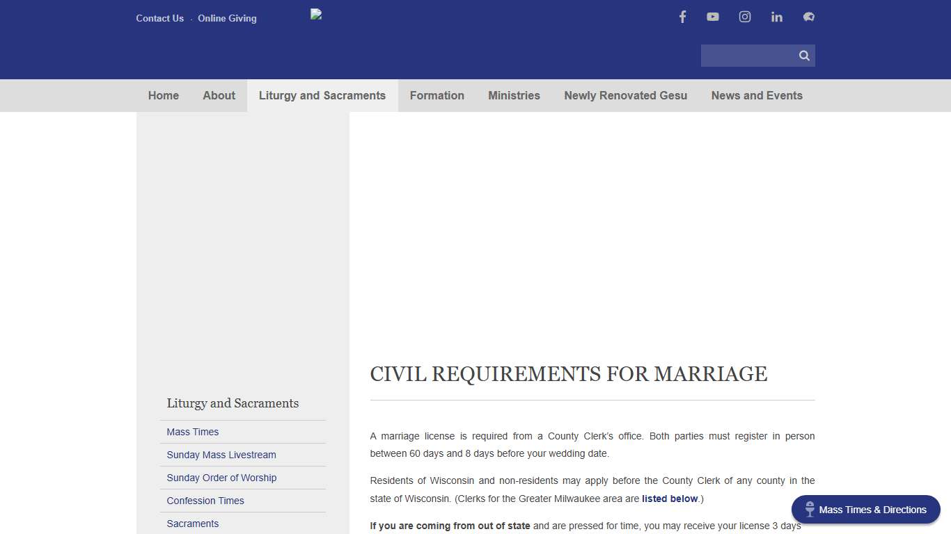 Gesu Parish :: Civil Requirements for marriage :: Milwaukee, WI