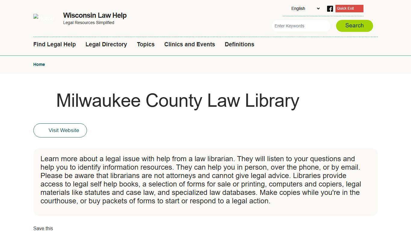 Milwaukee County Law Library Wisconsin Law Help