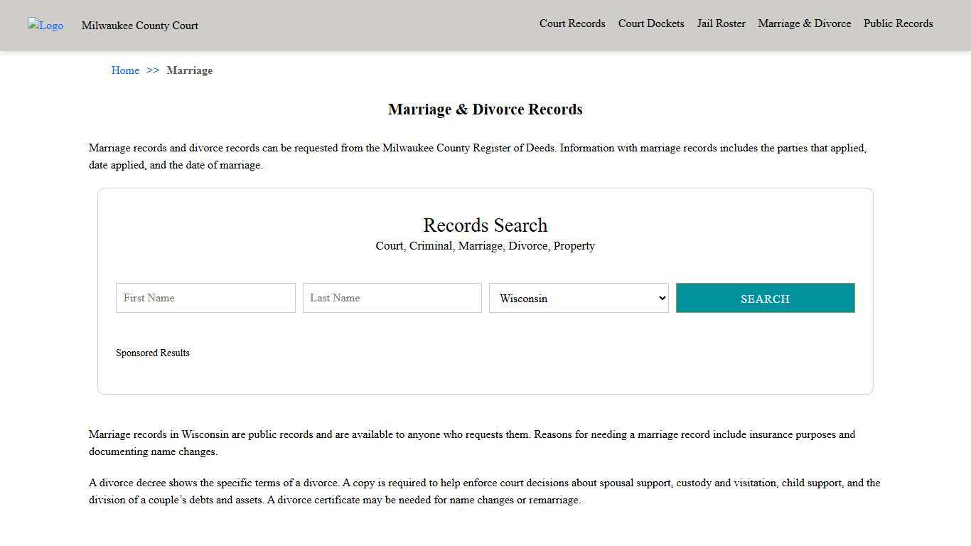 Marriage & Divorce Records Milwaukee County Court